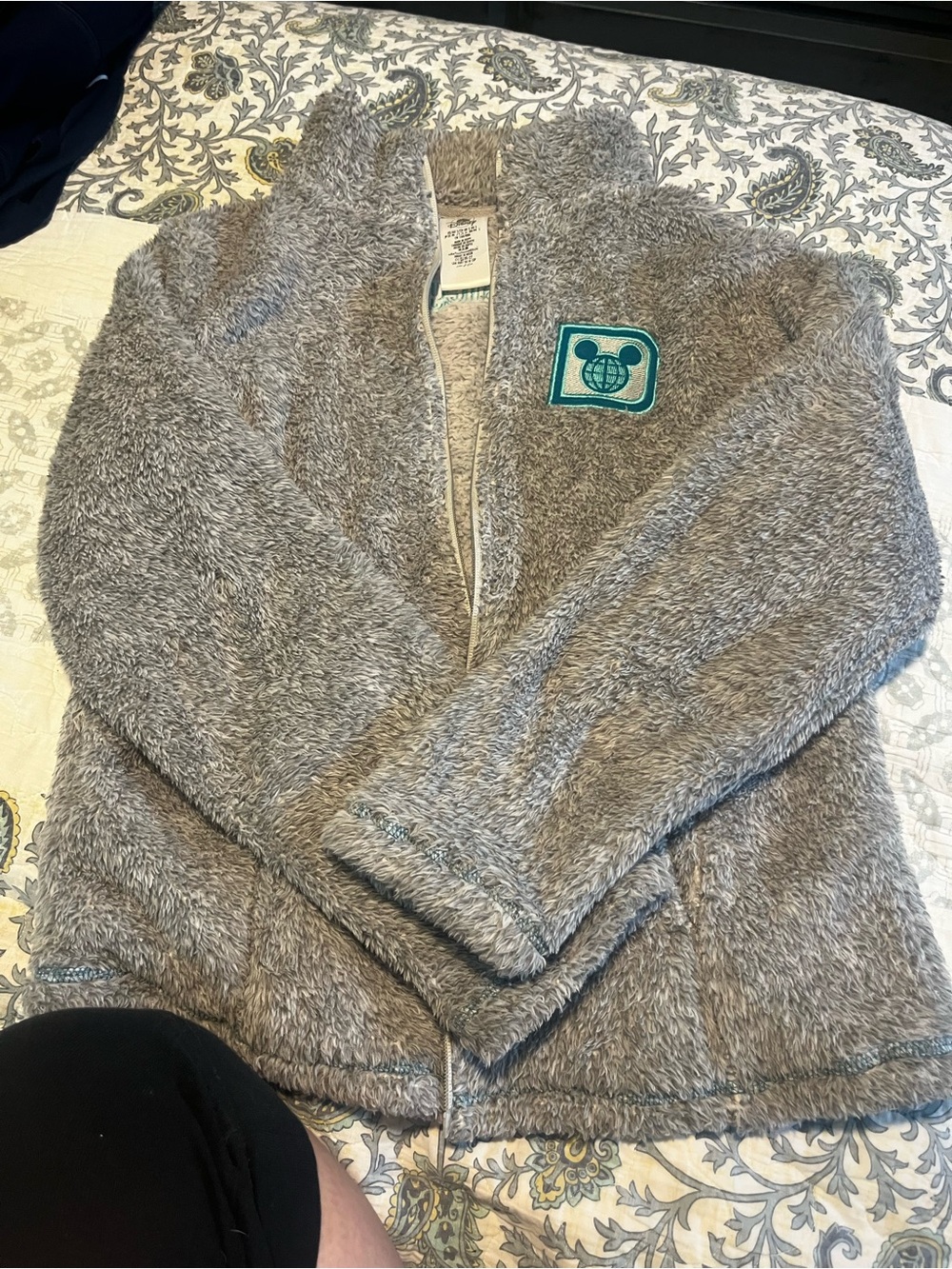 Disney Plush Gray Sherpa Jacket with Logo Tag